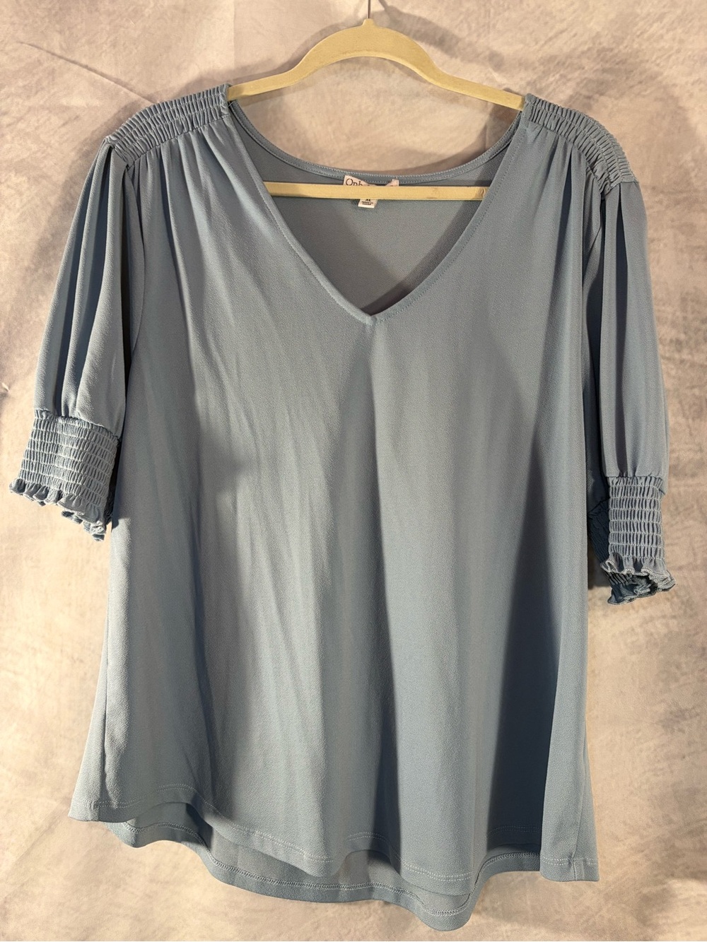 Ophelia Roe Smocked Sleeve V-Neck Blouse Top – Women’s XL